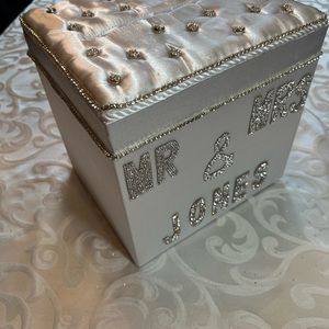White satin and rhinestones wedding card box